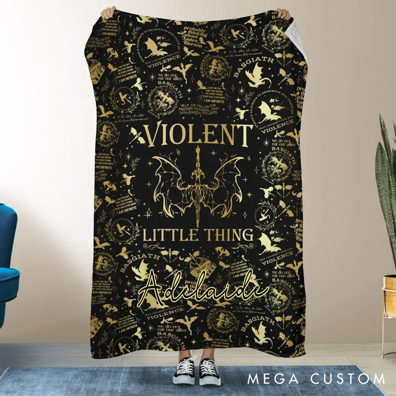 Personalized Dragon and Sword Throw Blanket Custom Cozy Dragon Throw Blanket with Name Fantasy Bookish Blanket Book Lover Gift Librarian Gift