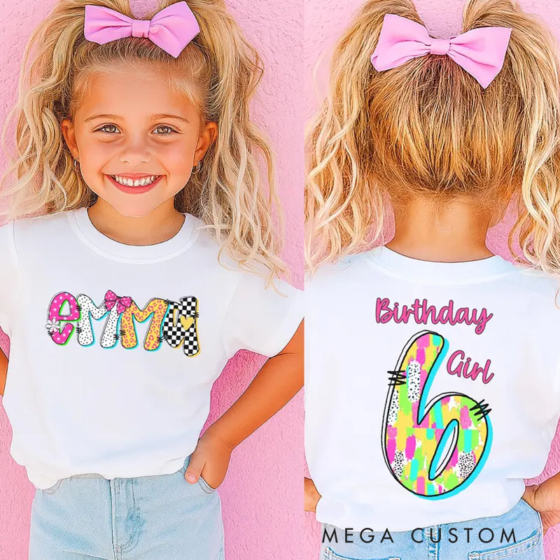 Personalized Birthday Shirt Girl Kids T-Shirt with Name for a Groovy Celebration