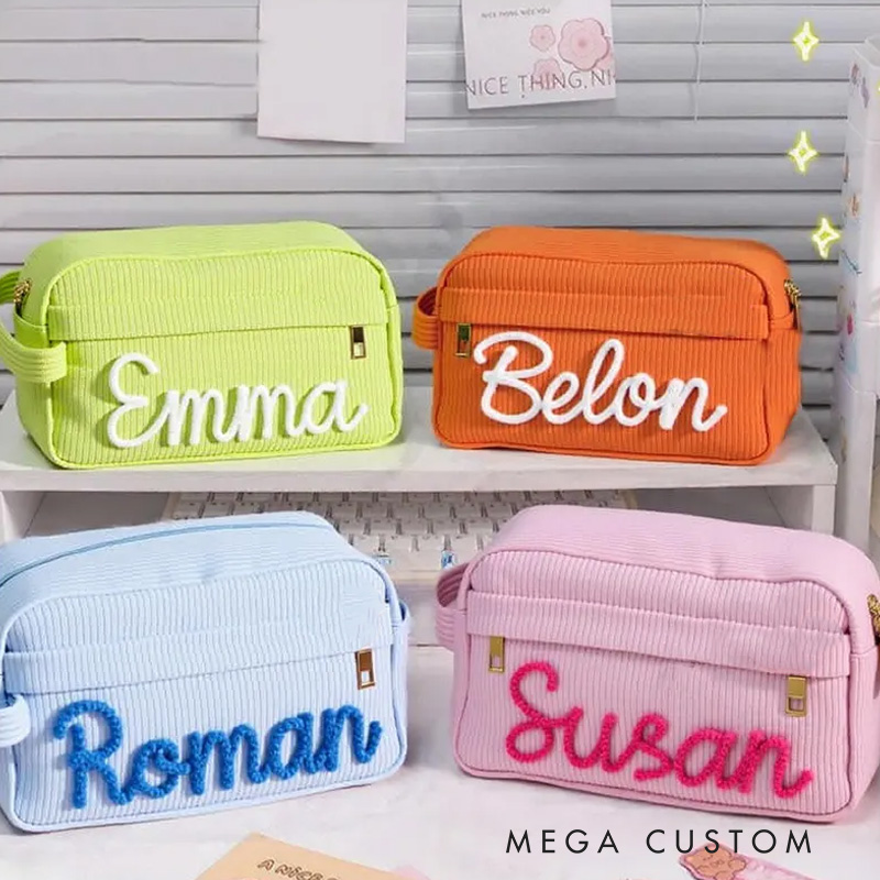 Personalized Name Pencil Case Corduroy Pencil Case for Kids with Name Yarn Name Pencil Case Back to School Gifts