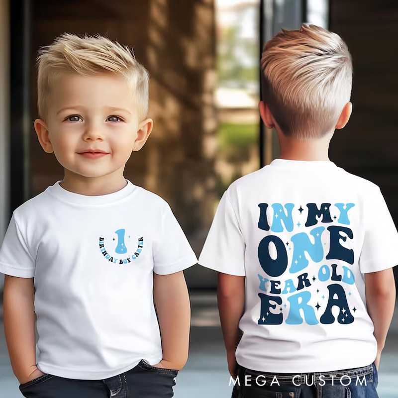 Personalized Kids Birthday T-Shirt with Fun Blue Design and Name for a Memorable Birthday