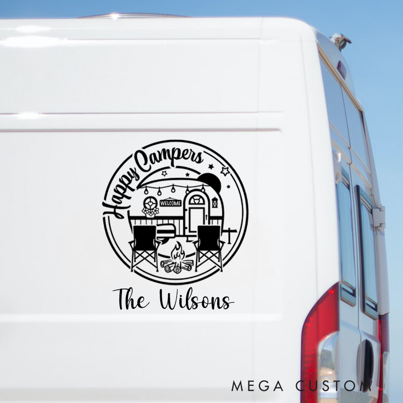 Personalized Chappy Campers Vinyl Decal Custom with Last Name Van Life Decal Camper Sticker Gift for Outdoor Adventure Enthusiasts