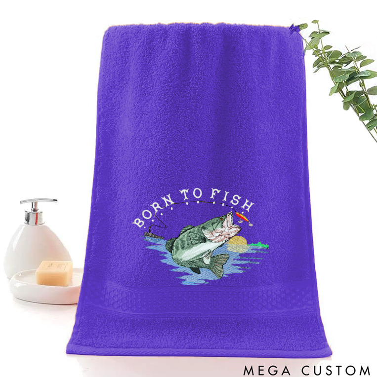 Personalized Fly Fishing Bass Embroidered Towels Durable Fishing Towel with Vibrant Fish Design Hand Towel and Washcloth Perfect for Fishing Lover and Outdoor Enthusiast
