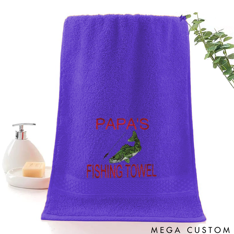 Personalized Fishing Towel Soft and Absorbent with Embroidered Text Perfect for Fishing Enthusiast