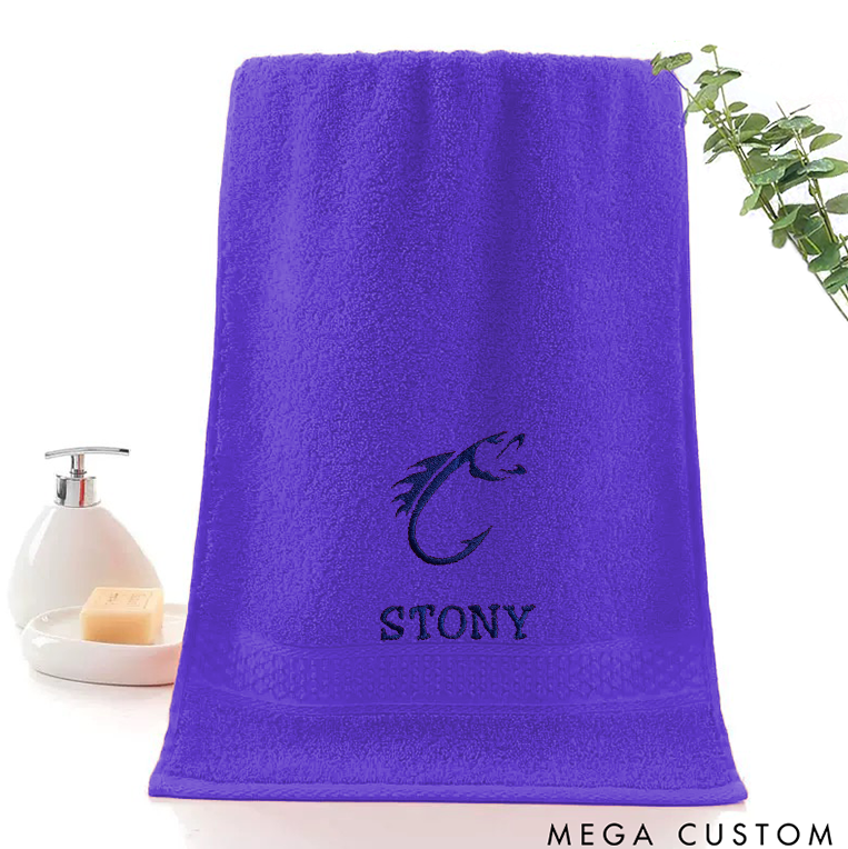 Personalized Fishing Hand Towel Grommet Fishing Microfiber Sports Towel Custom Boating Towel Fishing Gift Perfect for Fishing Lover
