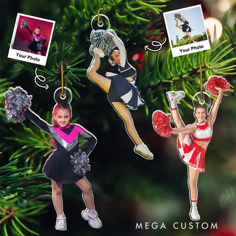 Personalized Cheerleader Christmas Ornament with Custom Photo