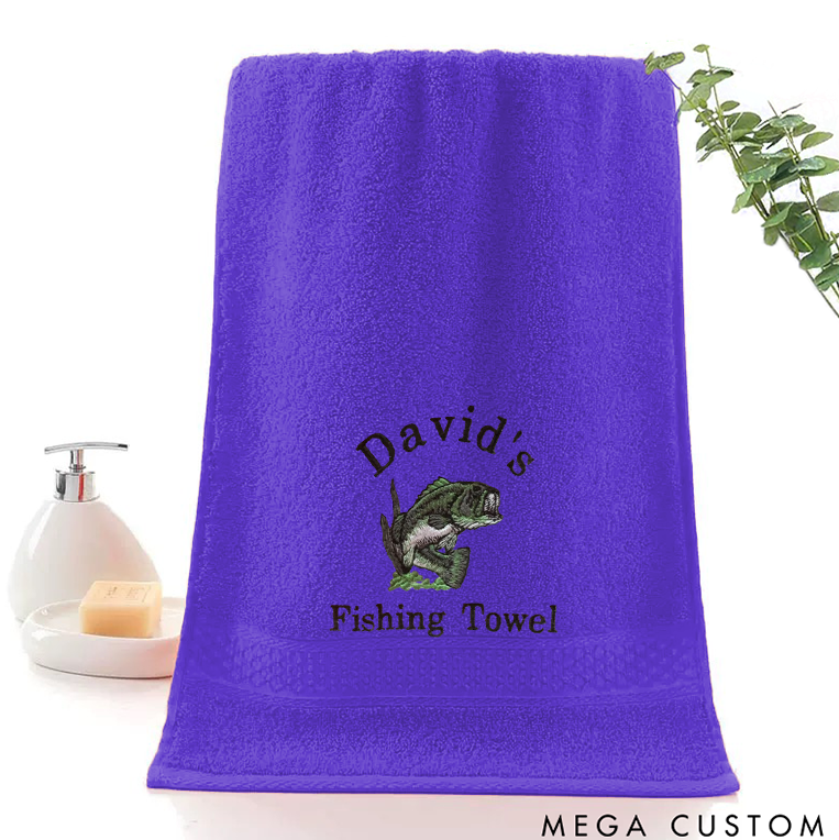 Personalized Bass Fishing Towel Fishing Microfiber Sports Towel Soft Absorbent Cotton Fishing Gift Perfect for Fishing Lover