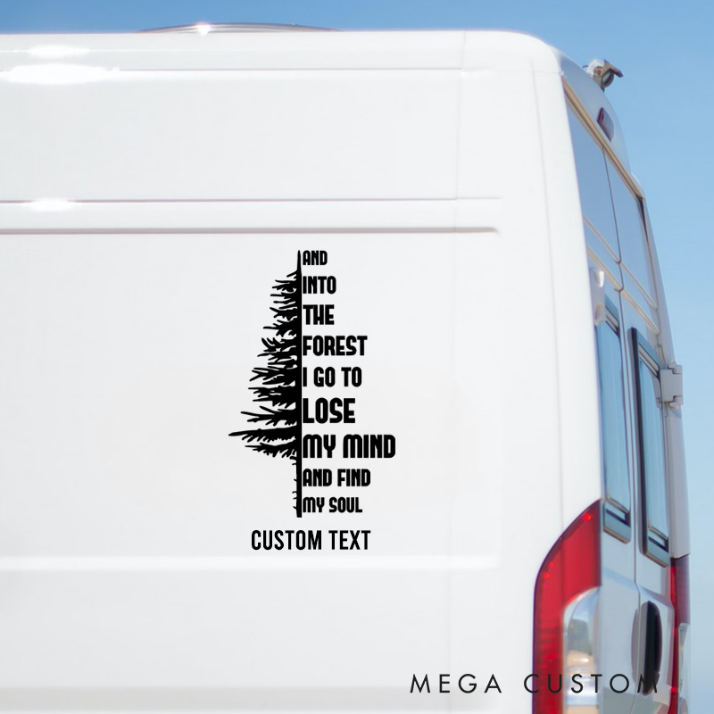 Personalized into the Forest Caravan Car Decal Adventure Vinyl Decal Gift for Outdoor Adventure Hiking Lover