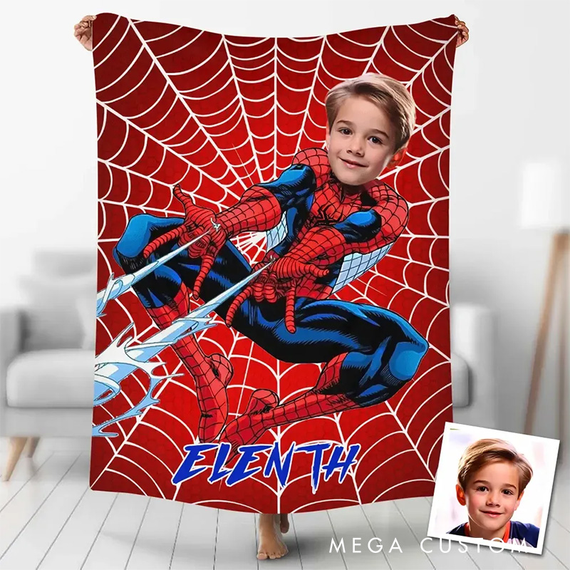 Personalized Red Fantasy Anime Blanket for Kids Christmas Flannel Blanket Movie Blanket with Name Film Fan