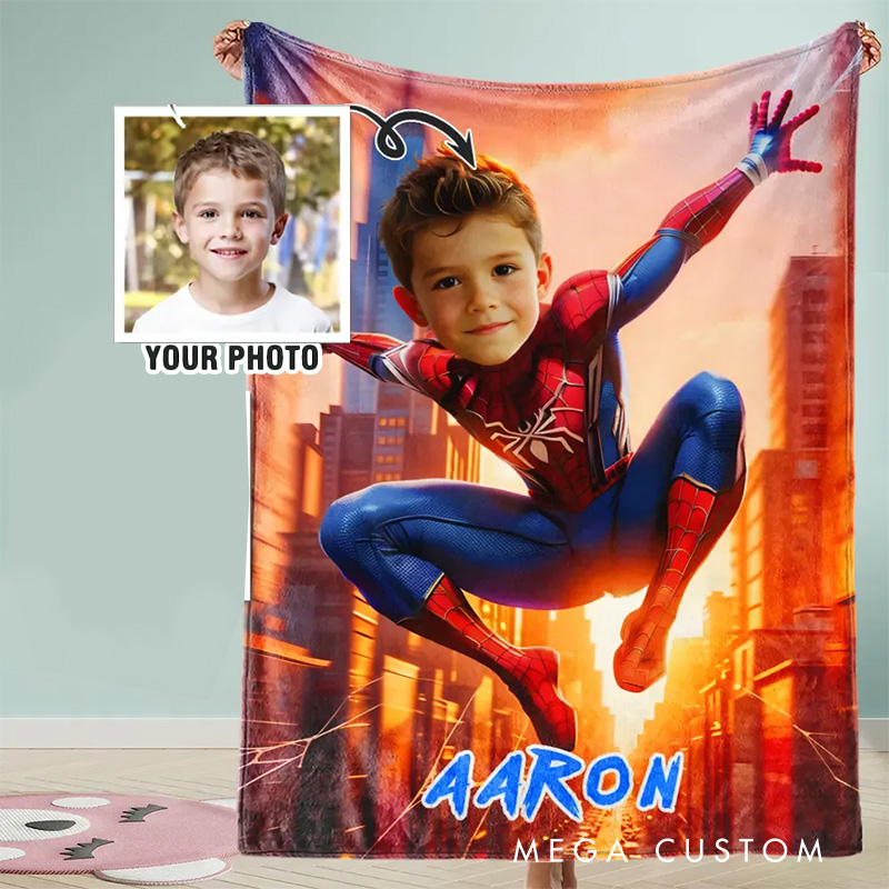 Personalized City Fantasy Anime Blanket for Kids Christmas Flannel Blanket Movie Blanket with Name Film Fan