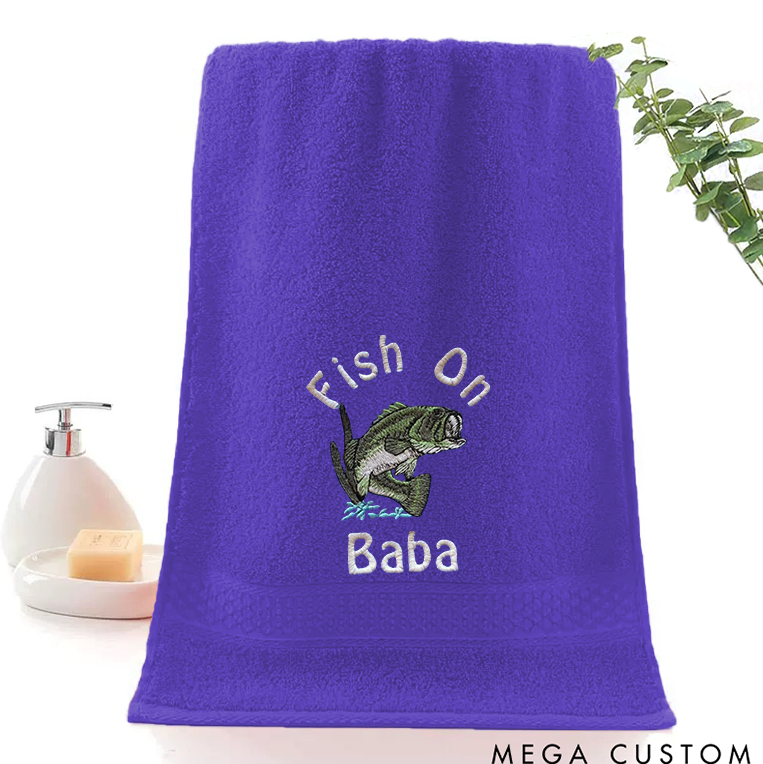 Personalized Fishing Embroidered Hand Towel Fishing Towel Bass Fishing Towel Fisherman Gift Perfect Gift for Fishing Lover