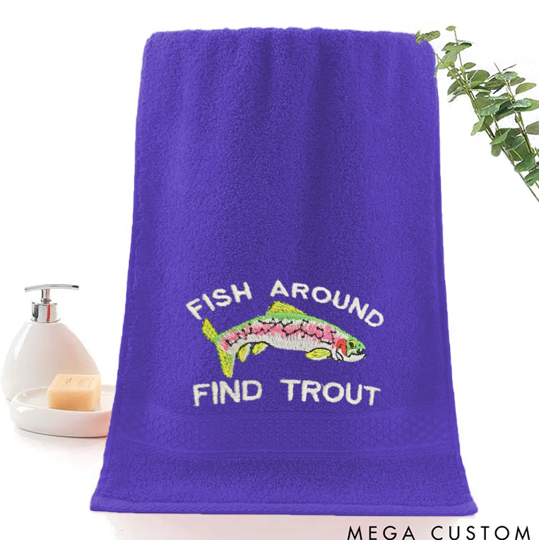 Personalized Fishing Towel Custom Embroidered Fishing Towel Father's Day Gift for Husband Fishing Gift for Trout Fishing Dad