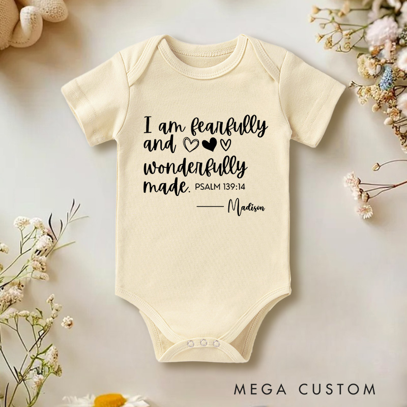 Personalized Baby Onesie Fearfully And Wonderfully Made Baby Onesie