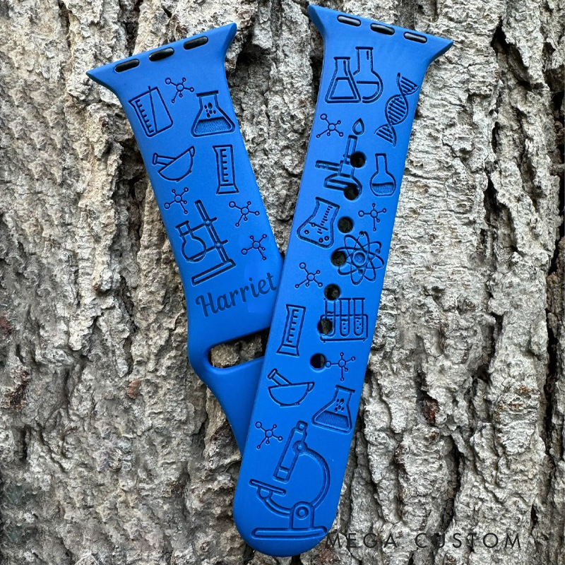 Personalized Science Chemistry Silicone Watch Band Engraved Apple Watch Band Gift for Geek Science Enthusiasts
