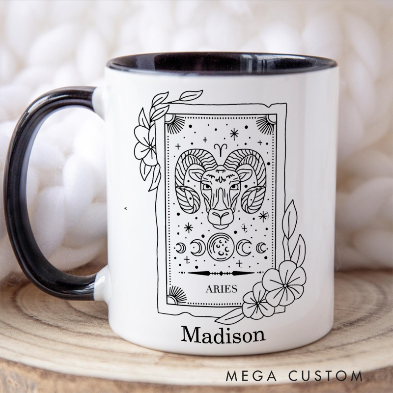 Personalized Zodiac Sign Mug Coffee Tumbler Zodiac Personalized Birthday Gift for Best Friend Astrology Gift Celestial Moon Gifts Christmas Zodiac Gift