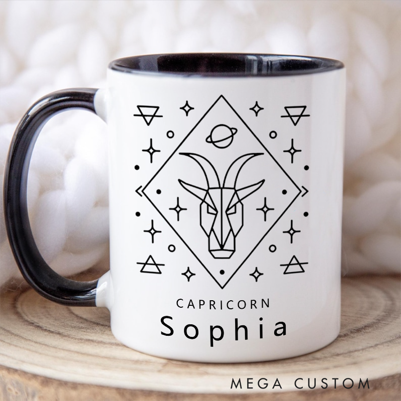 Personalized Zodiac Mug With Name Horoscope Iced Coffee Cup Custom Astrology Cup Birthday Gift