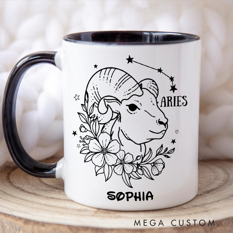 Personalized Floral Zodiac Iced Coffee Cup With Name Birthday Gift Horoscope Coffee Cups Astrology