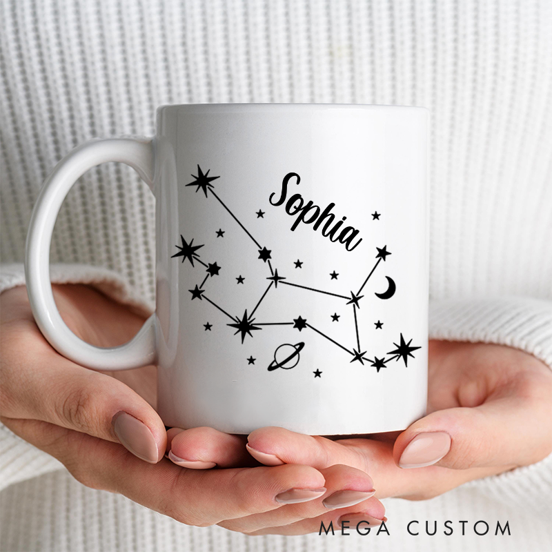 Personalized Mugs With Zodiac Signs and Their Names Custom Coffee Cup Custom Mug With Name Birthday Gift