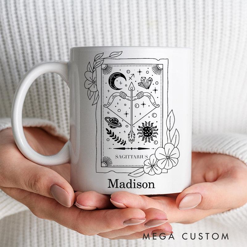Personalized Zodiac Sign Mug Coffee Tumbler Zodiac Personalized Birthday Gift for Best Friend Astrology Gift Celestial Moon Gifts Christmas Zodiac Gift