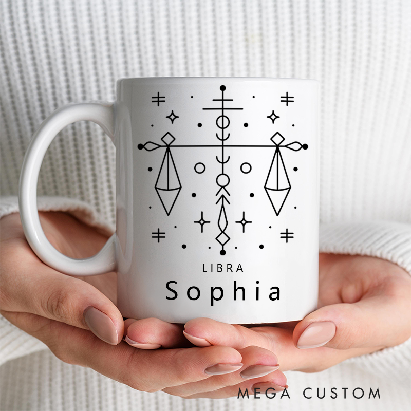 Personalized Zodiac Mug With Name Horoscope Iced Coffee Cup Custom Astrology Cup Birthday Gift