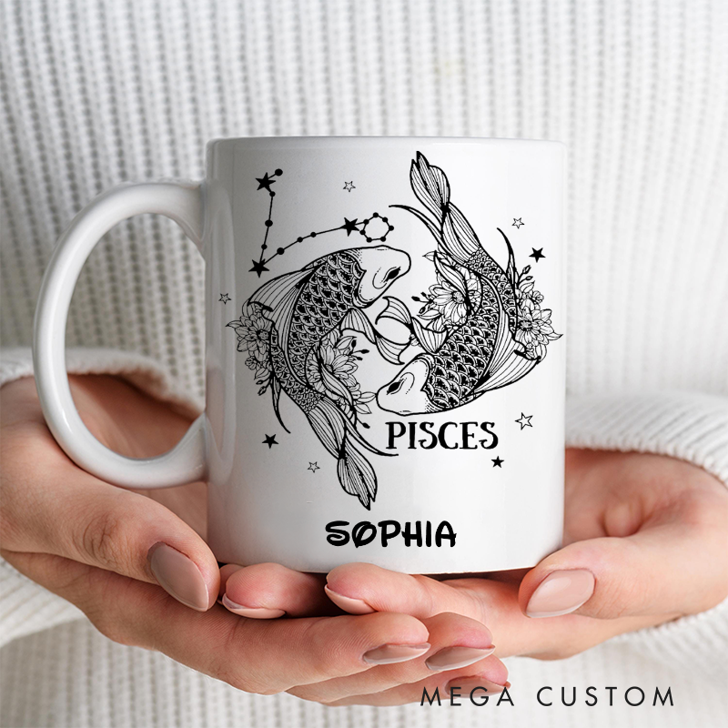 Personalized Floral Zodiac Iced Coffee Cup With Name Birthday Gift Horoscope Coffee Cups Astrology