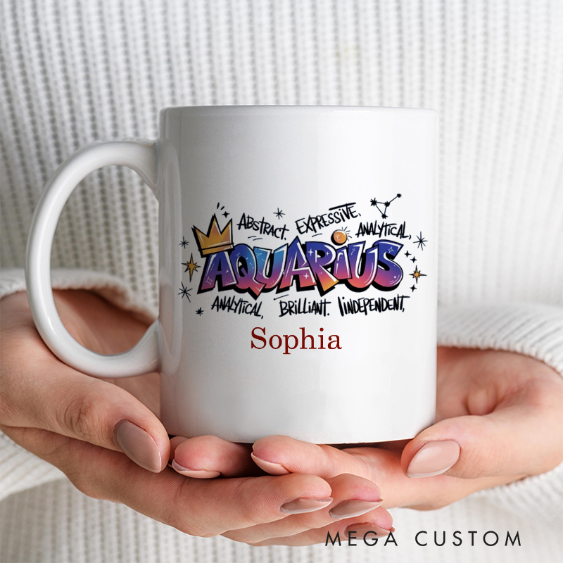 Personalized Zodiac Sign Mug Custom Graffiti Style Horoscope Coffee Cup Custom Astrology Gift Custom Zodiac Mug With Name