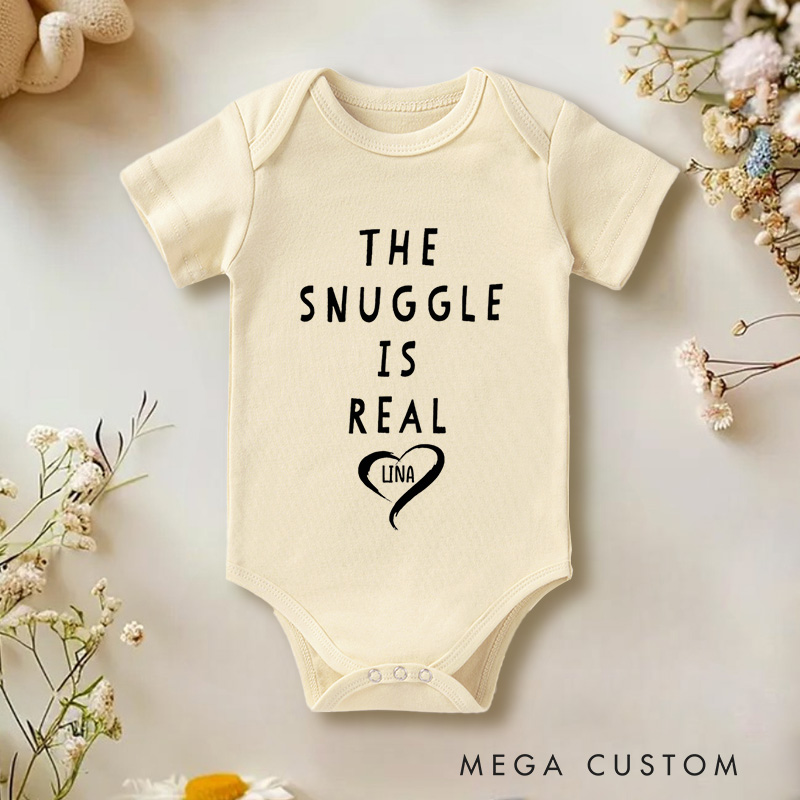 Personalized The Snuggle Is Real Heartwarming and Cozy Design for Snuggle Lovers and Family Moments Baby Onesie