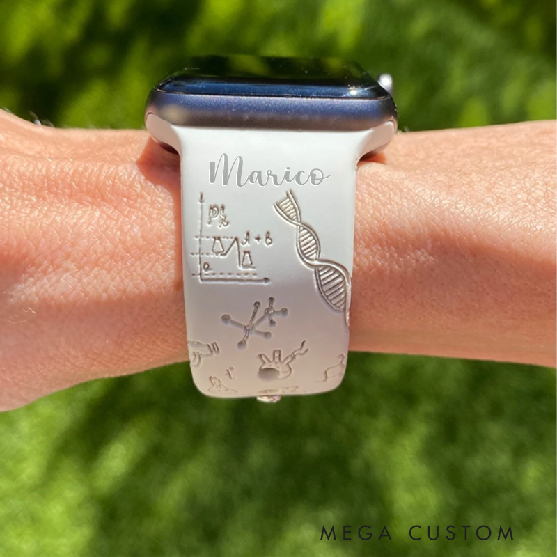 Personalized Science Enthusiasts Watch Band Engraved Silicone Science Chemistry Watchband Replacement Gift for Geek Nerd