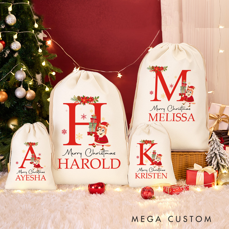 Personalized Cartoon Monogram Christmas Sack for Anime Lovers Santa Sack Christmas Gift Bag for Kids