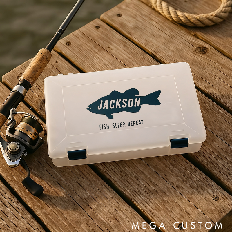 Personalized Fishing Tackle Box for Dad Custom Gift for Fisherman Dad or Grandpa Plano Fishing Storage case Perfect Gift for Fishing Lover