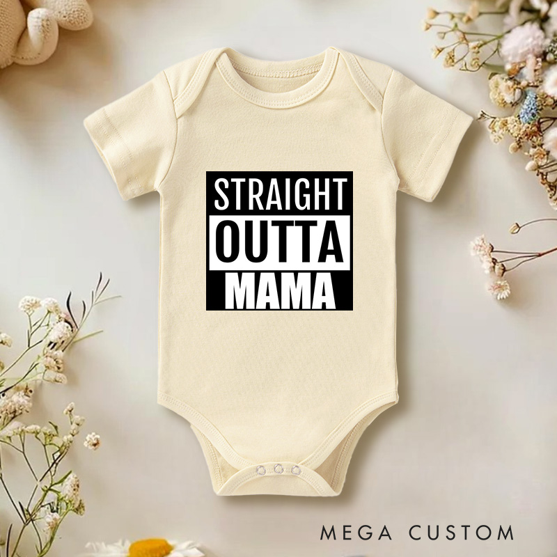 Personalized Straight Outta Mama Papa Celebrating Newborns Baby Onesie