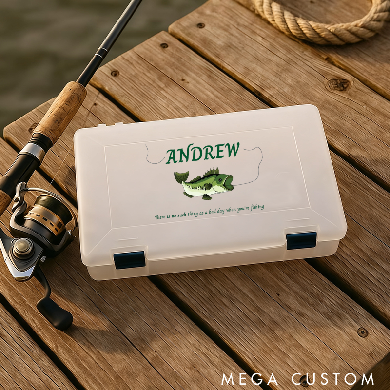 Personalized Tackle Box Transparent Organizer Gift for Fisherman Durable Organizer with Compartments for Lures and Gear Perfect Gift for Fishing Lover