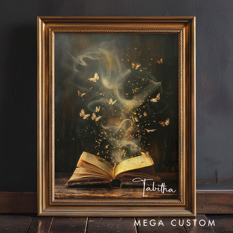 Personalized Moody Victorian Bookish Wall Art Print with Name Dark Academia Decor Reading Nook Poster Book Lover Gift Bookish Gift