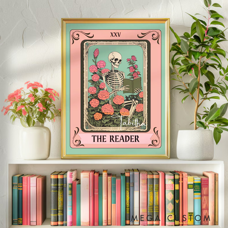Personalized the Reader Tarot Print with Name Custom Reader Tarot Card Wall Decor Witchy Reading Nook Poster Book Lover Gift Bookish Gift