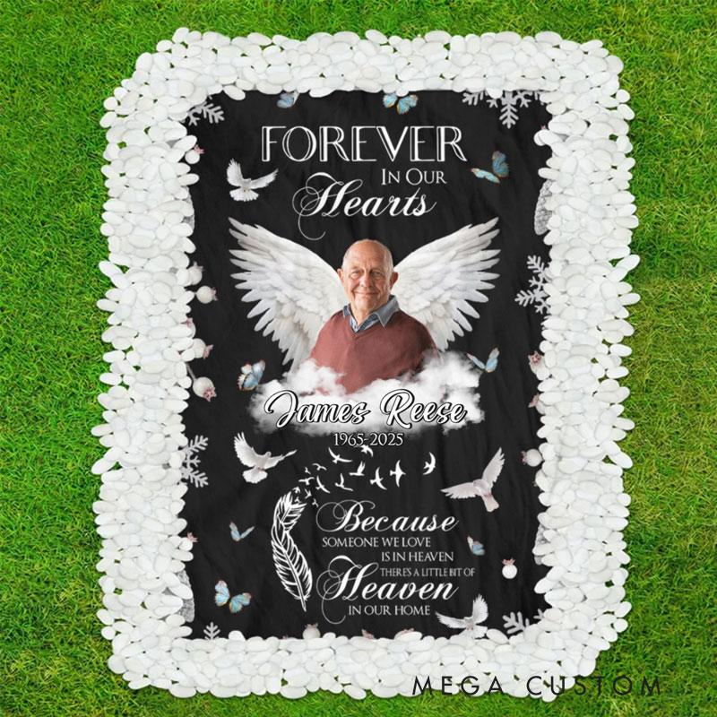 Personalized Memorial Photo Blanket Gone But Never Forgotten Grave Blanket Custom Photo Waterproof Blanket Remembrance Gift