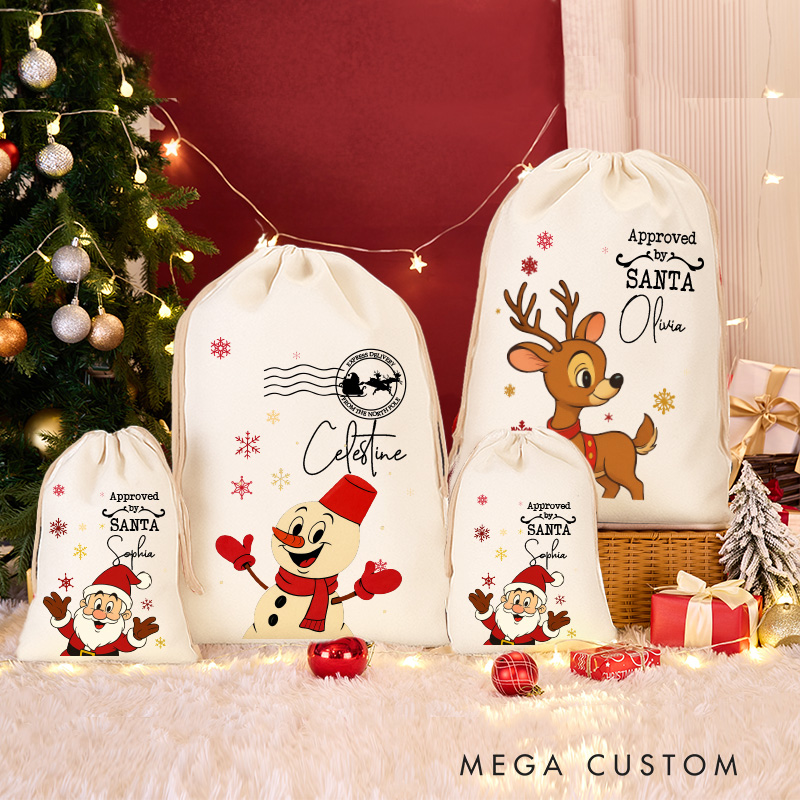 Personalized Vintage Cartoon Anime Style Family Christmas Sack for Anime Lovers Santa Sack Christmas Gift Bag for Kids