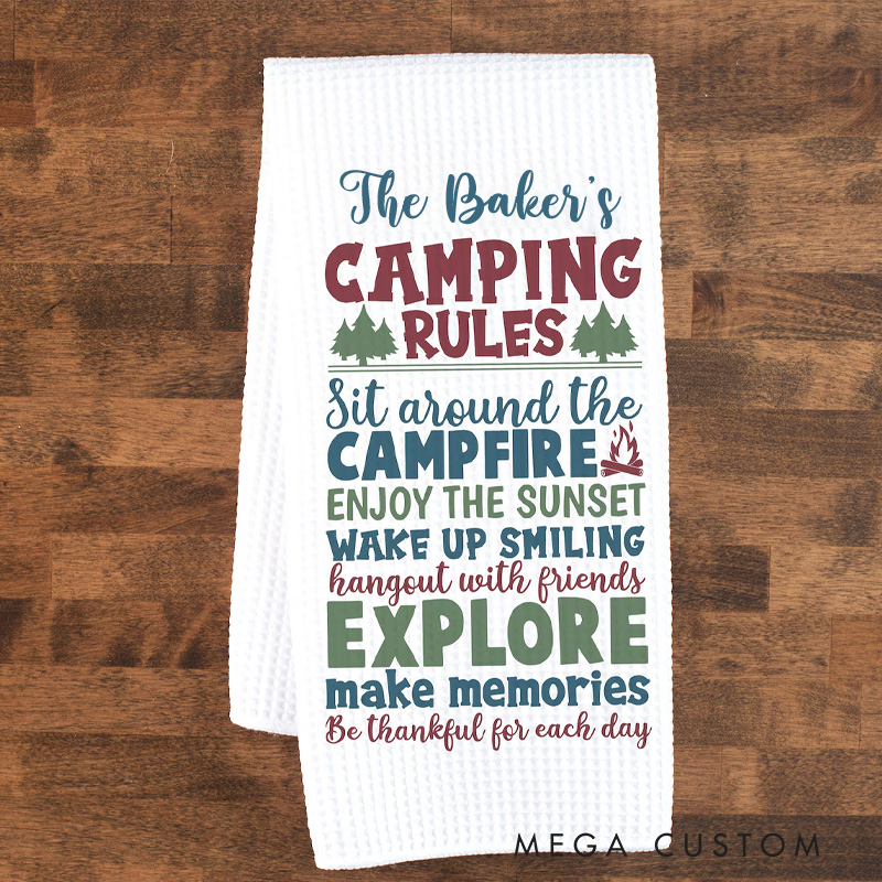 Personalized Camper Kitchen Towel Custom Camping Dish Towel Rv Decor Gift for Camper Lover