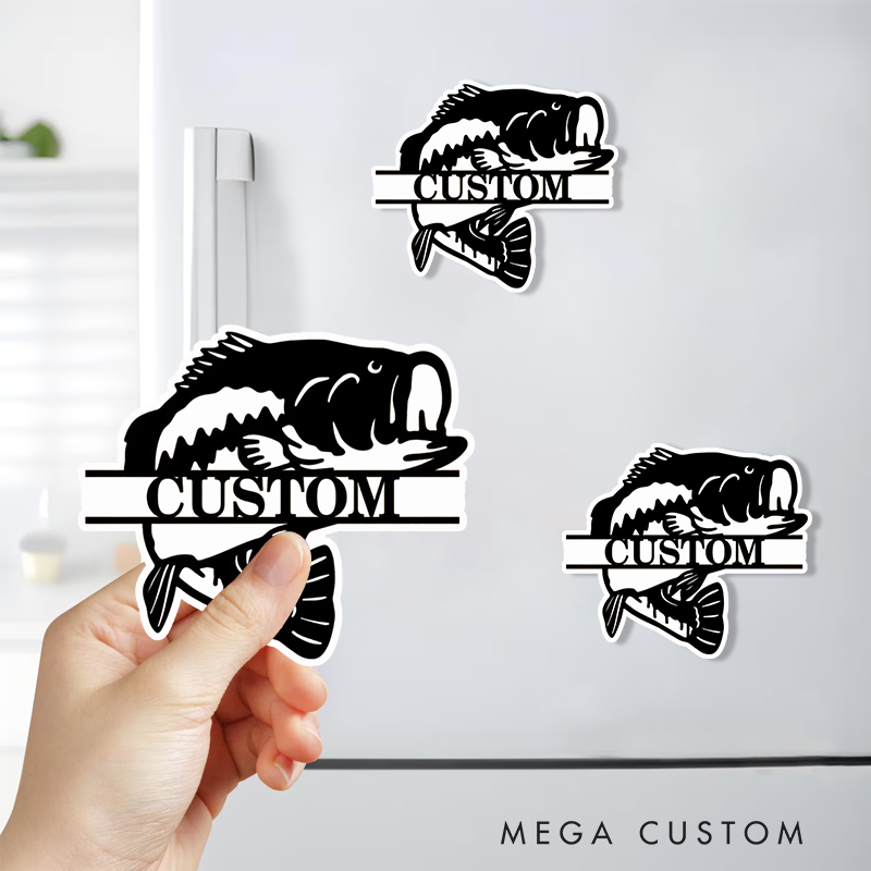 Personalized Fishing Theme Fridge Magnet Perfect for Tackle Boxes Metal Surfaces and Fishing Lover
