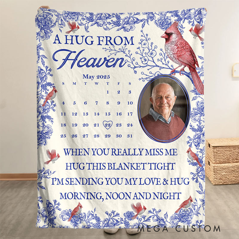 Personalized Photo Blanket Hug This Blanket Tight I'm Sending You My Love Memorial Blanket Loss of Loved Ones Gifts
