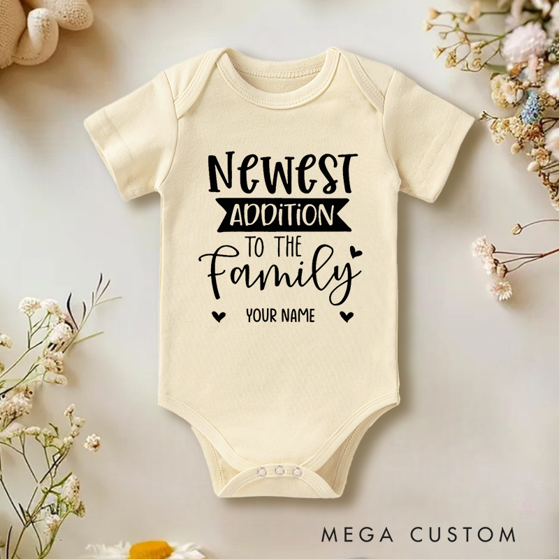 Personalized Newest Addition to the Family Celebrating the Arrival of a Precious New Family Member Baby Onesie