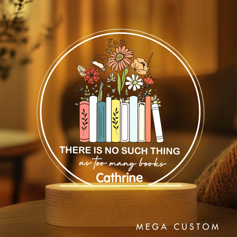 Personalized There is No Such Things Night Light Custom Flower Bookish LED Light with Name Book Club Decor Book Lover Gift Bookish Gift