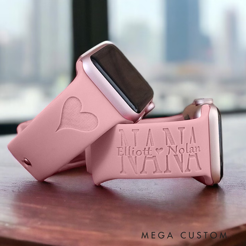 Personalized Name Silicone Watch Band Laser Engraved for Music Lover Apple Watch Strap