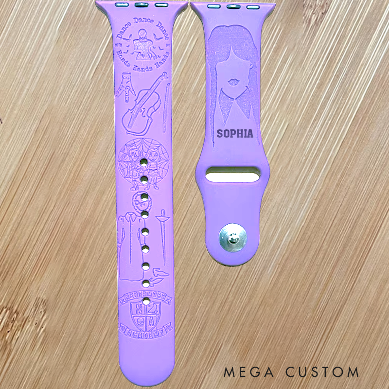 Personalized Name Silicone Watch Band Laser Engraved for Music Lover Apple Watch Strap