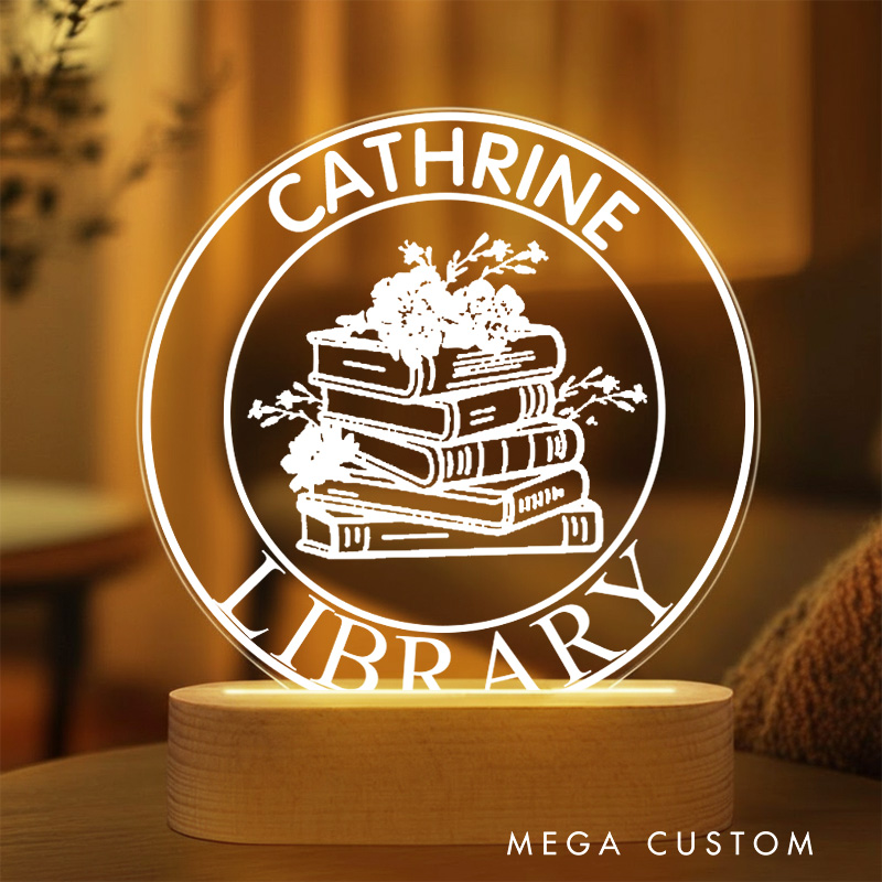 Personalized Floral Book LED Night Light with Name Custom Book Lover Night Light Bookish Home Decor Book Lover Gift Bookish Gift