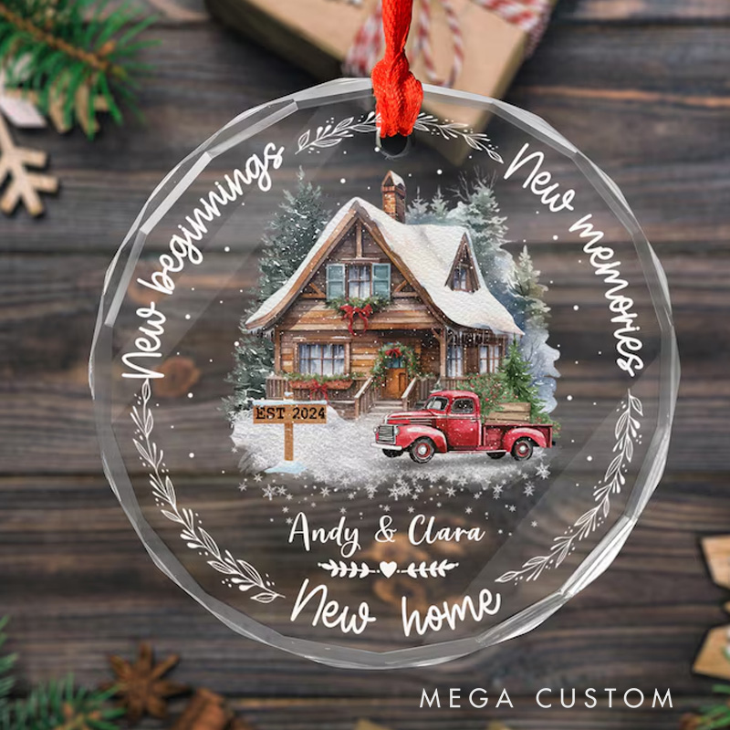 [Copy]Personalized First Christmas at New Home Ornament Custom Glass Gift That Captures the Moment and Sparks Tears of Joy Christmas Gift