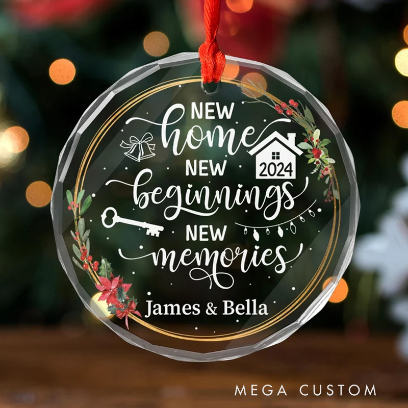 Personalized New Home Ornament 2025 New Home Gifts Housewarming Gifts Glass Wedding Ornament First Christmas In Our New Home