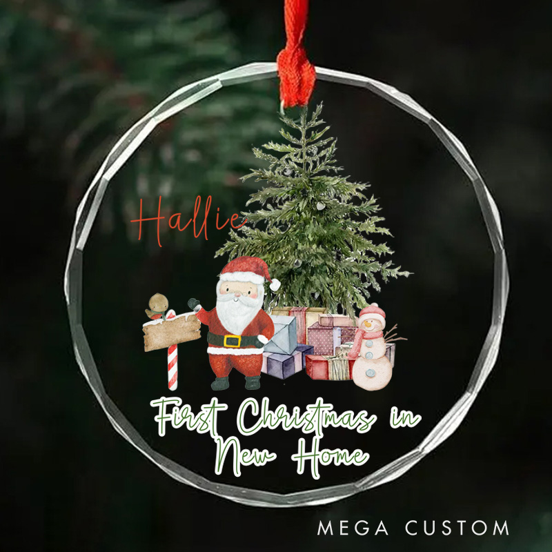 Personalized First Christmas in New Home Ornament 2025 Santa Tree and Gift Design Custom Holiday Decoration for New Homeowners Festive Keepsake Gift