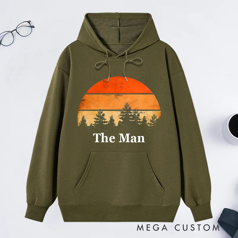 Personalized Retro Camping Hoodie Forest Sunset Classic Hoodies Nature Lover Hoodies Travel Campers Outdoors Gift