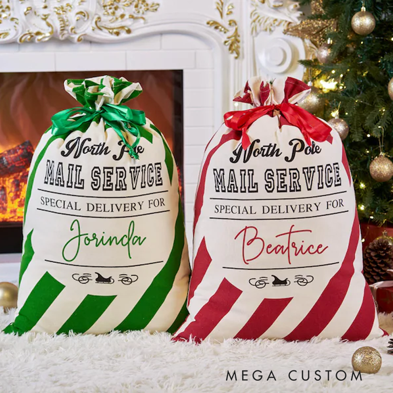 Personalized Santa Sack Christmas Sacks Christmas Gift Bag Holiday Gift Bag with Name Christmas Eve Bag Large Santa Sack