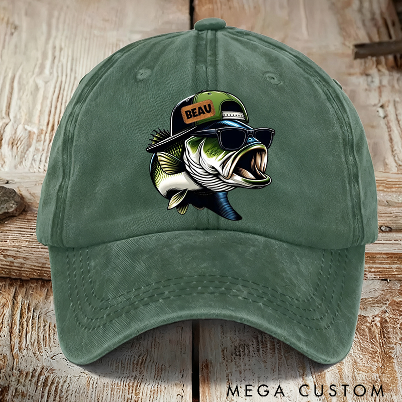 Personalized Funny Cartoon Fish Embroidered Fishing Hat Durable Cap for Anglers Perfect for Outdoor Adventures and Unique Fishing Gifts