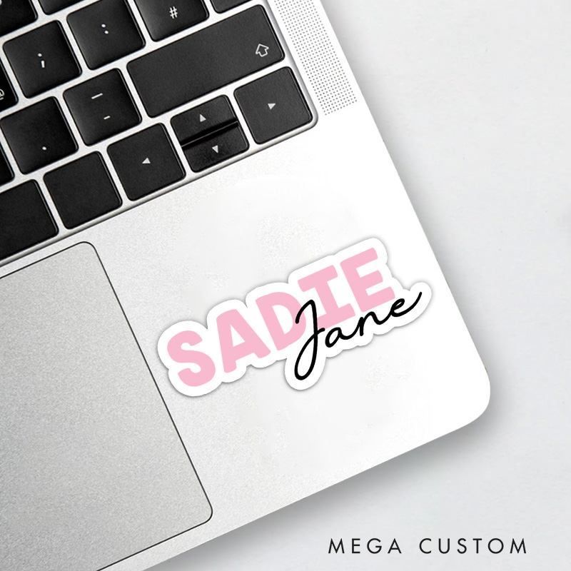 Personalized Name Sticker with Pink and Black Script for Modern and Stylish Aesthetic Unique Stickers